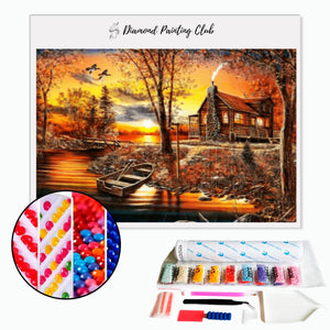 Diamond painting Chaumière & Lac | Diamond-painting-club.us