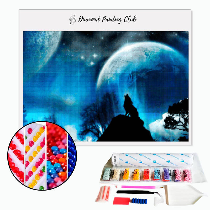 Diamond painting Planet and Wolf Howl. | Diamond-painting-club.us