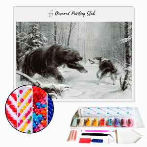 Diamond Painting Bear & Wolf | Diamond-painting-club.us