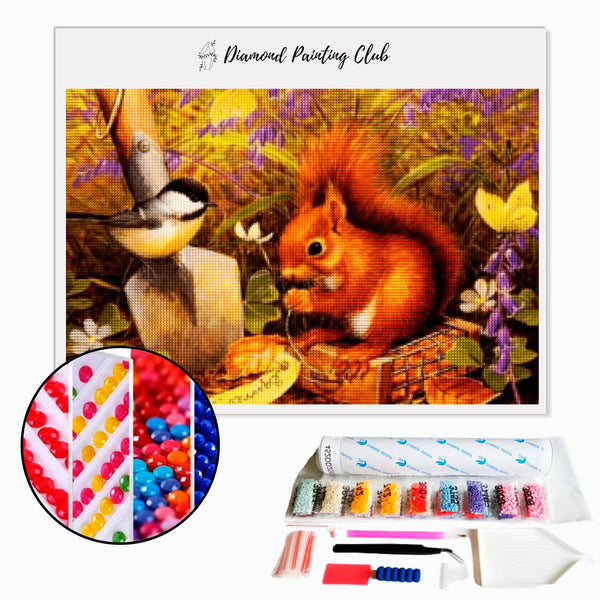 Diamond painting Squirrel & Titmouse | Diamond-painting-club.us