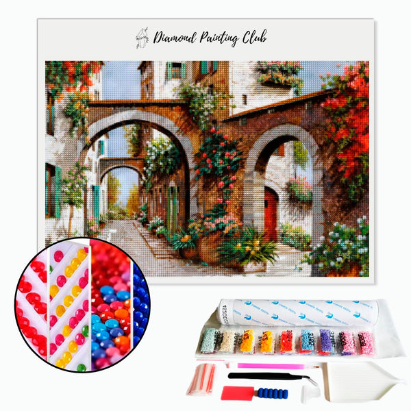 Diamond Painting Flowering Arch Village | Diamond-painting-club.us