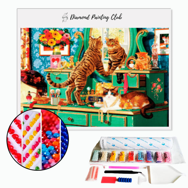 Diamond painting Cat on a dresser | Diamond-painting-club.us