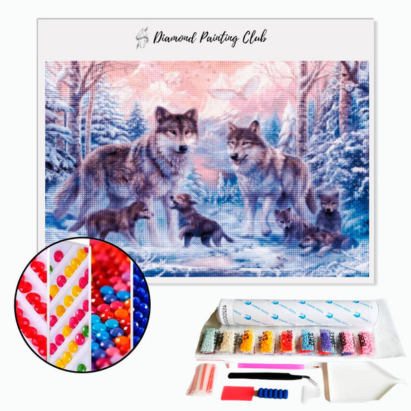Diamond Painting Wolves & Their Cubs | Diamond-painting-club.us