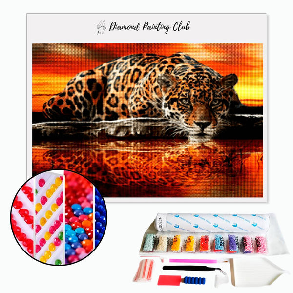 Diamond painting Jaguar by the water | Diamond-painting-club.us