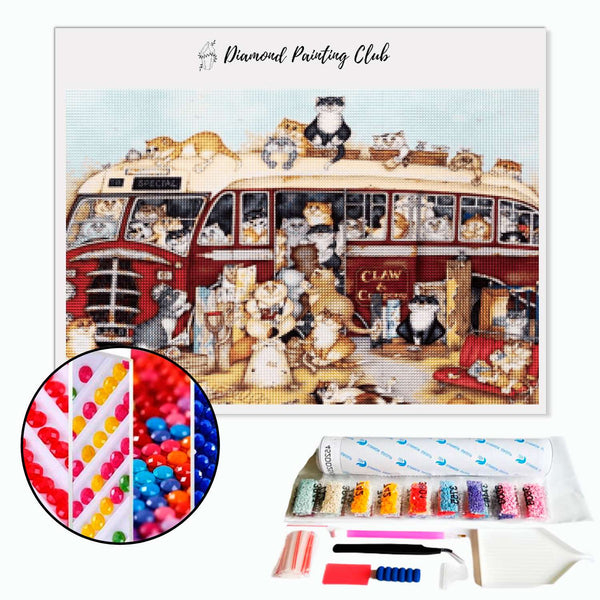 Diamond Painting Cat Bus | Diamond-painting-club.us