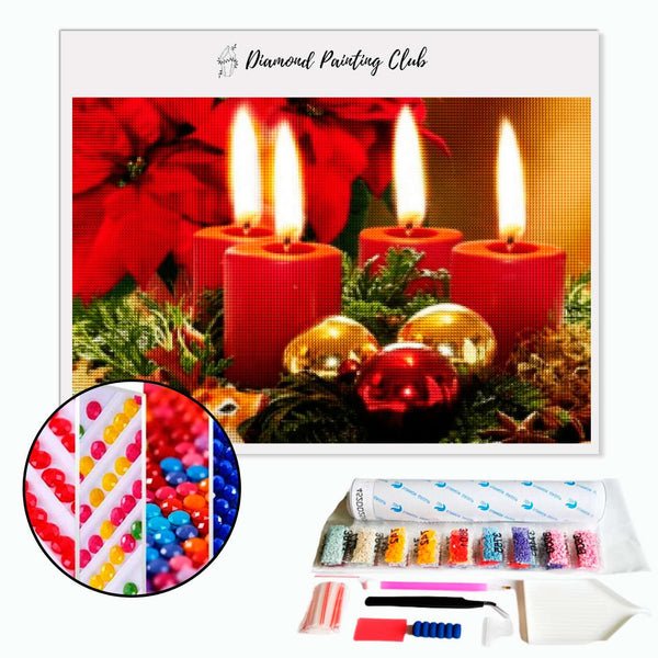 Diamond Painting Christmas Red Candle | Diamond-painting-club.us