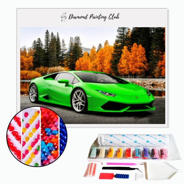 Diamond Painting Green Lamborghini | Diamond-painting-club.us