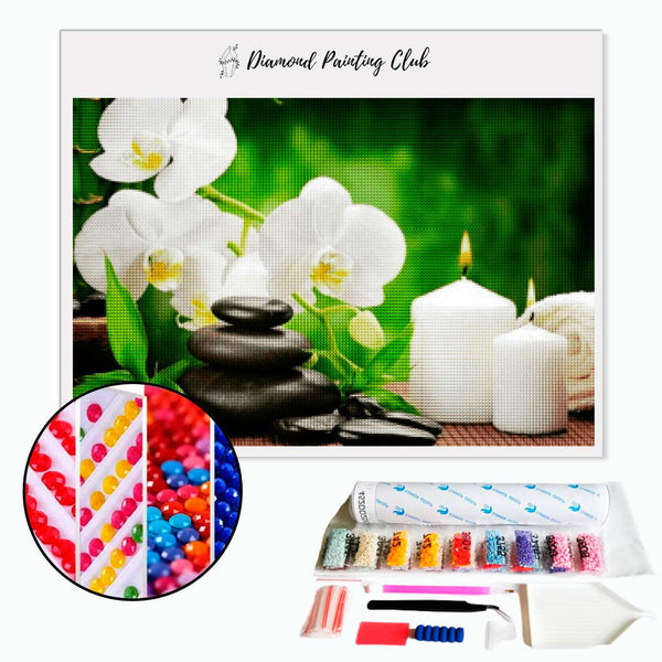 Diamond Painting Zen Candle & Orchid | Diamond-painting-club.us