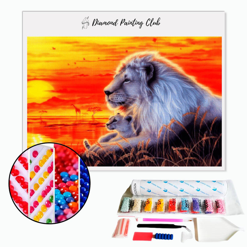 Diamond painting White Savanna Lion. | Diamond-painting-club.us