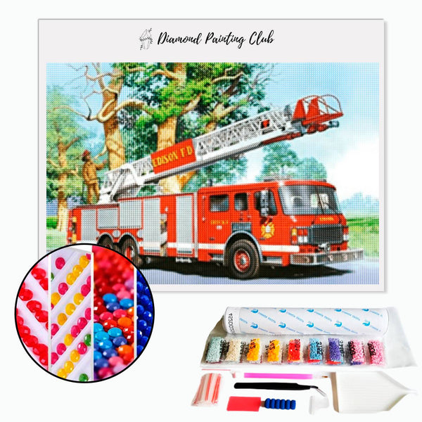 Diamond painting Fire Truck. | Diamond-painting-club.us