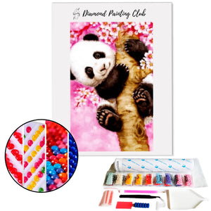 Diamond painting Little panda in a sakura | Diamond-painting-club.us