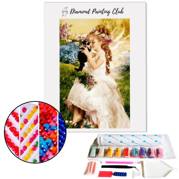 Diamond Painting Child Princess and Kitten. | Diamond-painting-club.us