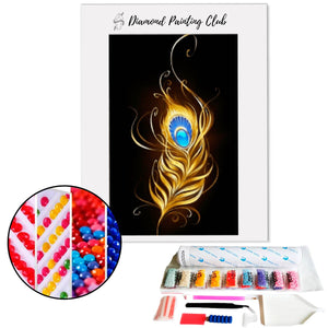 Diamond painting Golden Peacock Feather | Diamond-painting-club.us