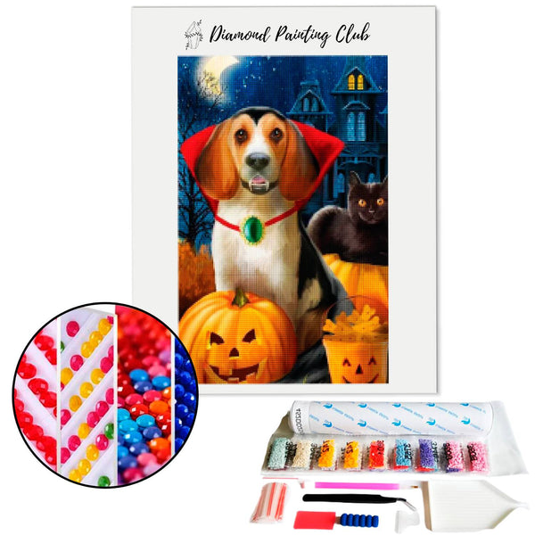 Diamond Painting Vampire Dog and Black Cat | Diamond-painting-club.us