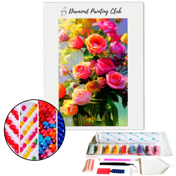 Diamond Painting Abstract Roses Vase | Diamond-painting-club.us