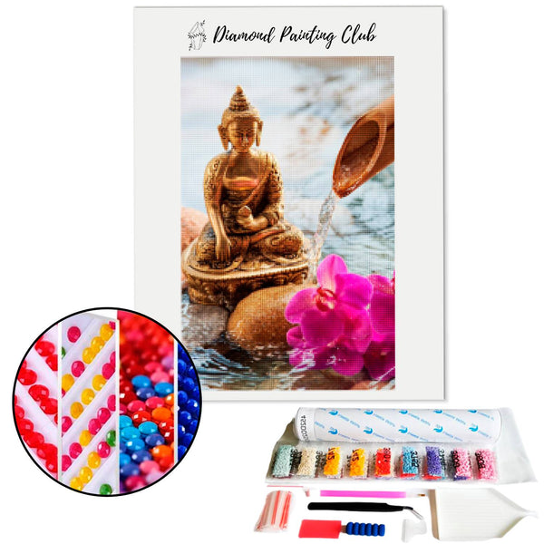 Diamond Painting Buddha, Orchid and Shishi-odoshi | Diamond-painting-club.us