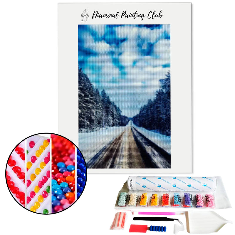 Diamond Painting Snowy Road | Diamond-painting-club.us
