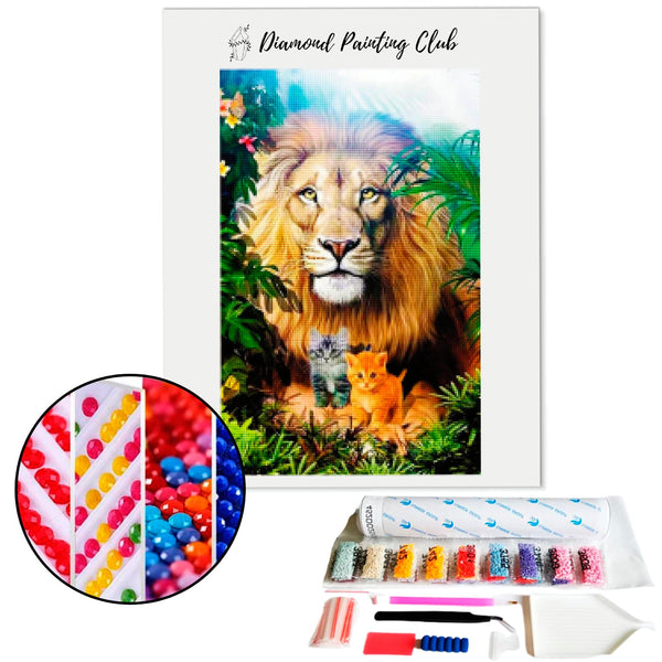 Diamond Painting Lion and Kittens | Diamond-painting-club.us