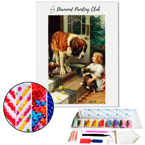 Diamond Painting Little Girl and Saint Bernard | Diamond-painting-club.us