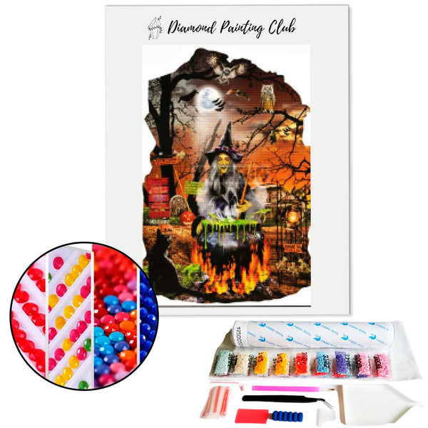 Diamond Painting Witch and her Cauldron | Diamond-painting-club.us