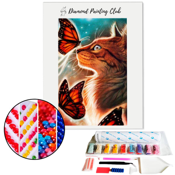 Diamond Painting Enchanted Butterfly Cat | Diamond-painting-club.us