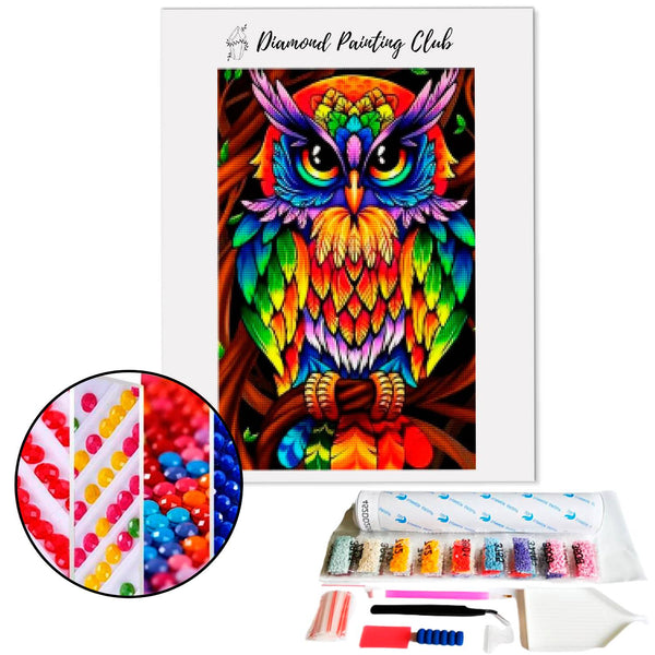 Diamond Painting Multicolored Owl | Diamond-painting-club.us