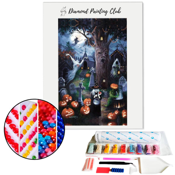 Diamond Painting Witch in a Cemetery | Diamond-painting-club.us
