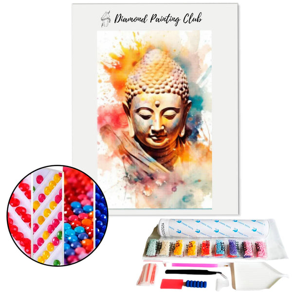 Diamond Painting Buddha Face Paint Splatters | Diamond-painting-club.us