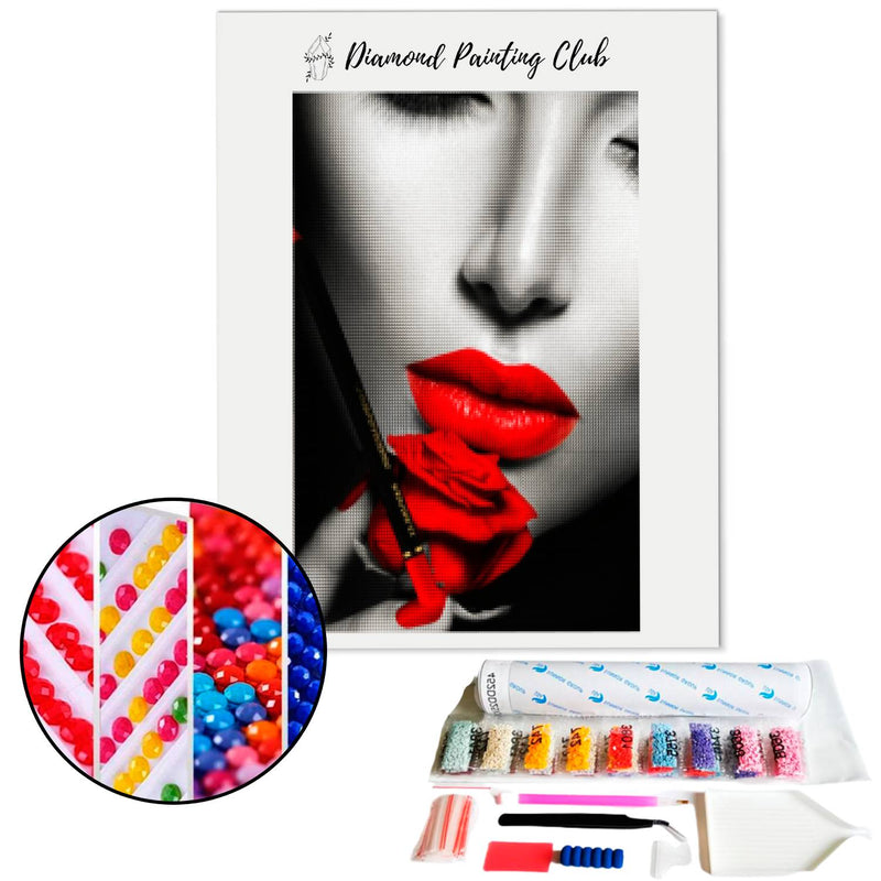 Diamond Painting Woman with Red Lipstick | Diamond-painting-club.us