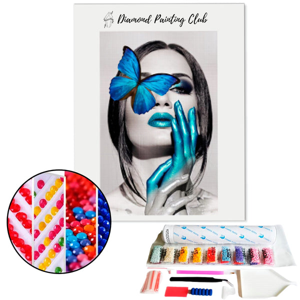 Diamond Painting Blue Butterfly Woman | Diamond-painting-club.us