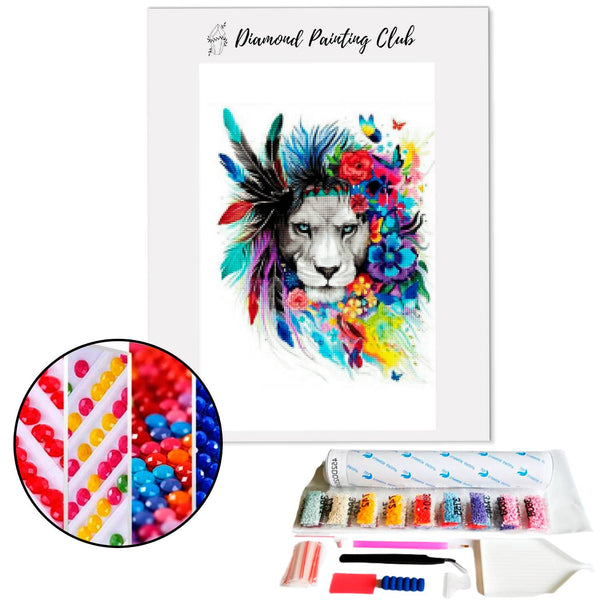 Diamond Painting Lion in Flowers | Diamond-painting-club.us