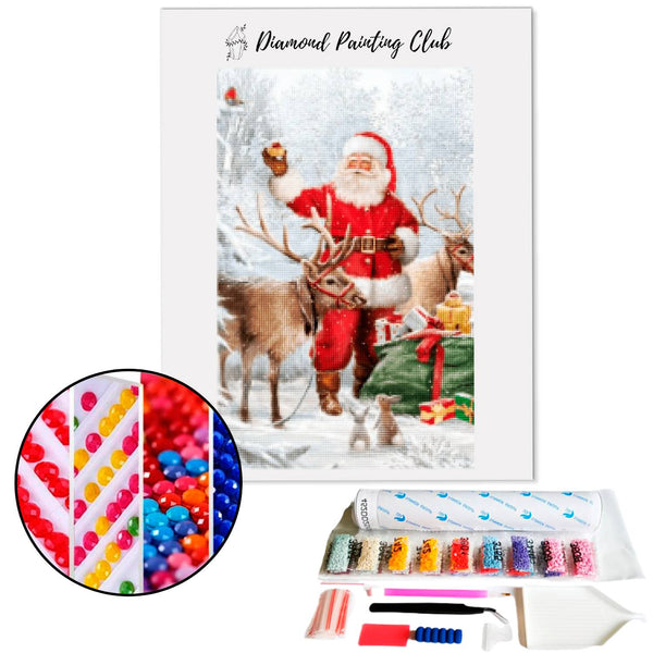 Diamond painting Santa Claus and his reindeer | Diamond-painting-club.us