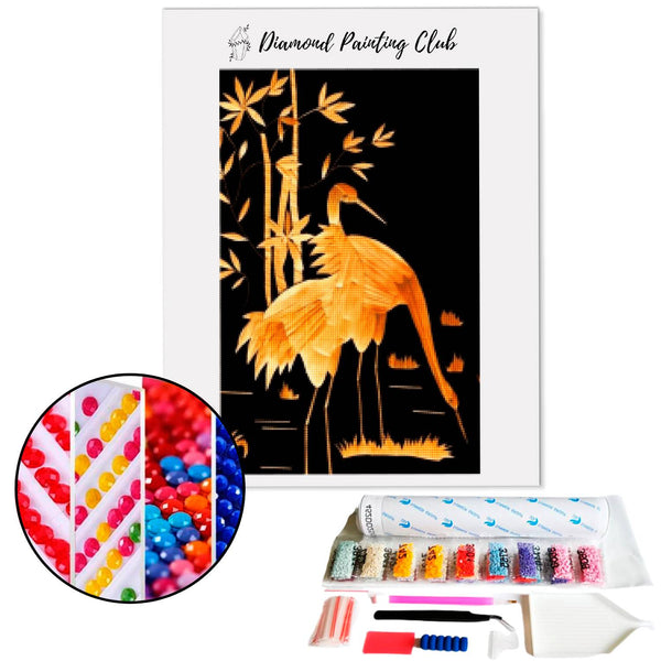 Diamond painting Golden Stork & Bamboo | Diamond-painting-club.us