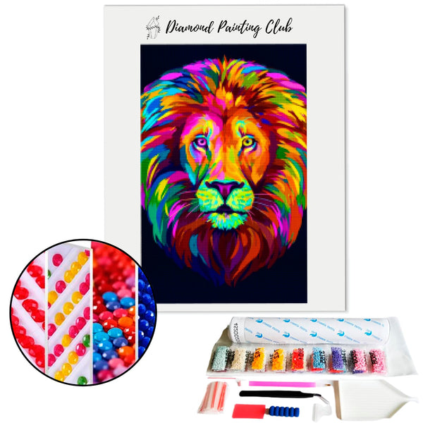 Diamond Painting Multicolor Lion | Diamond-painting-club.us