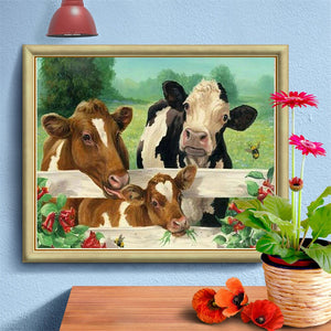 Diamond painting Vaches et Veau | Diamond-painting-club.us