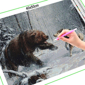 Diamond Painting Bear & Wolf | Diamond-painting-club.us