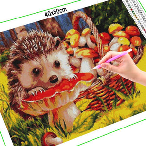 Diamond Painting Hedgehog & Mushrooms | Diamond-painting-club.us